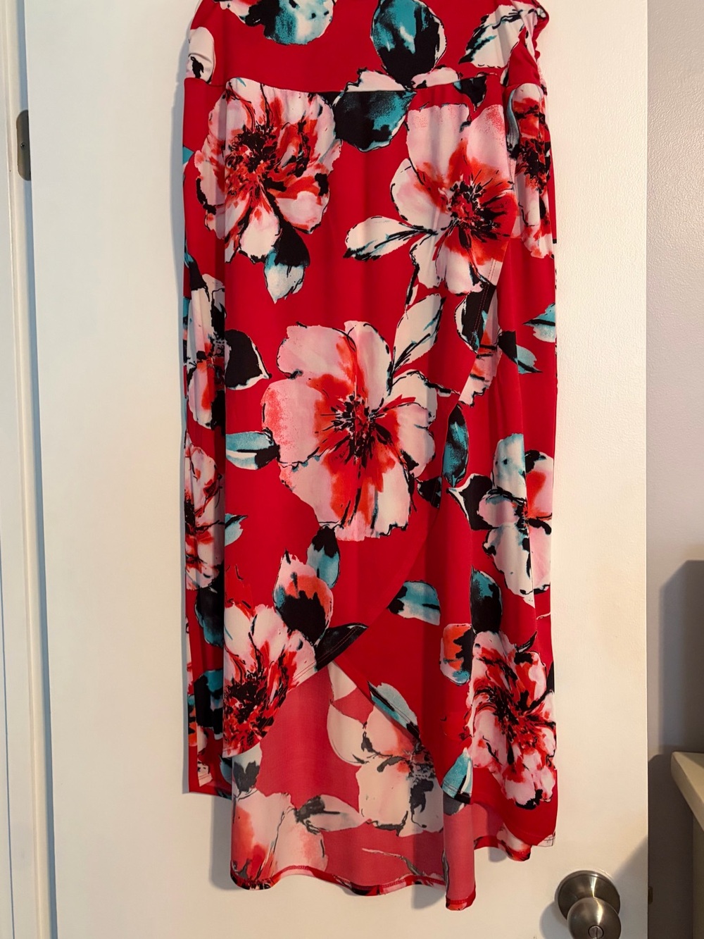Apt. 9 Red Floral Maxi Skirt with Teal and Black Accents